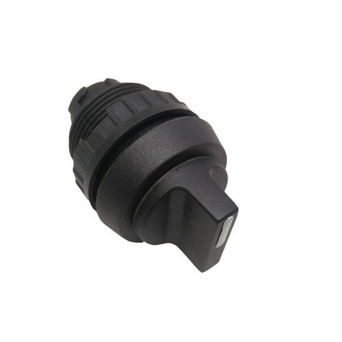 Comutador PVC Comando 22 mm Aro Preto 1NA+1NF com 2 Posições 60G Fixo Manopla Curta Preto