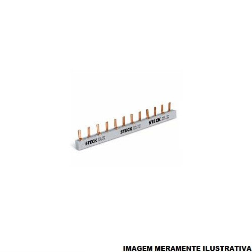 Barramento Para Disjuntor Cobre Eletrolítico 80A Bifásico para 12 Disjuntor 210 mm Pente