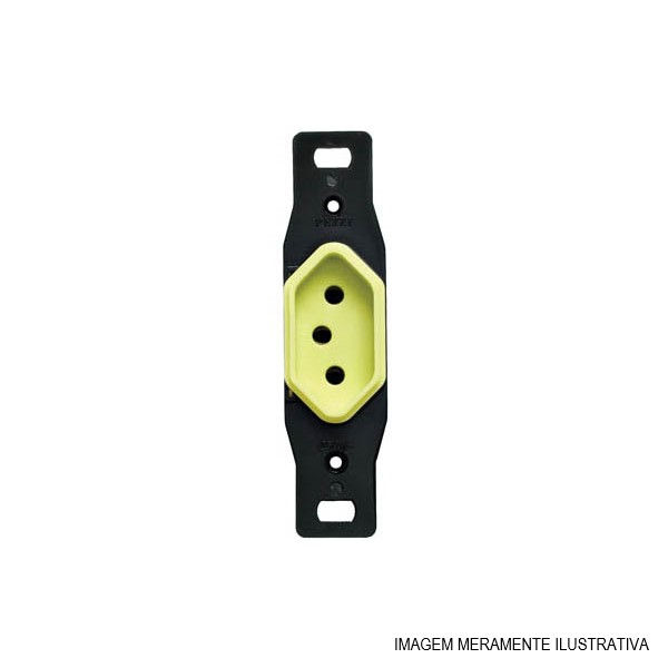 Tomada 2P+T Embutir Vertical Hexagonal 10A/250VCA sem Placa Fosforescente Conduletes