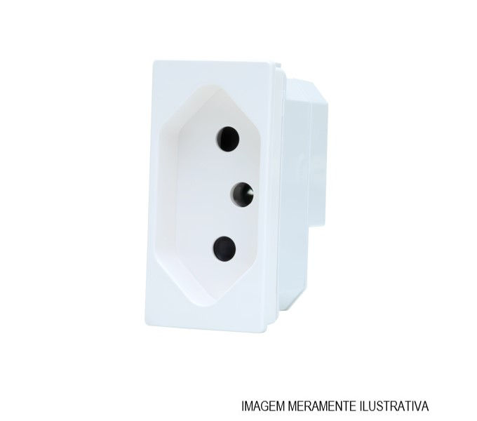 Módulo Módulo Tomada NBR 2P+T 10A/250VCA PVC Branco Linha Unno Antichoque
