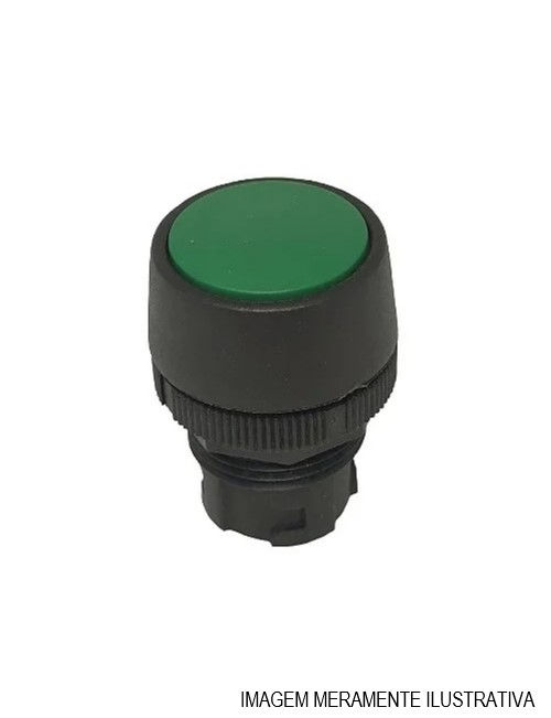Botão Botão Pulsador PVC Faceado 22,00 mm Verde Aro Preto Redondo com Elemento 2NA Opaco sem Gravação