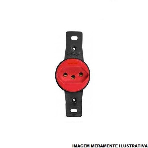 Tomada Embutir NBR 2P+T Embutir Redonda com Haste 20A/250VCA sem Placa Vermelha