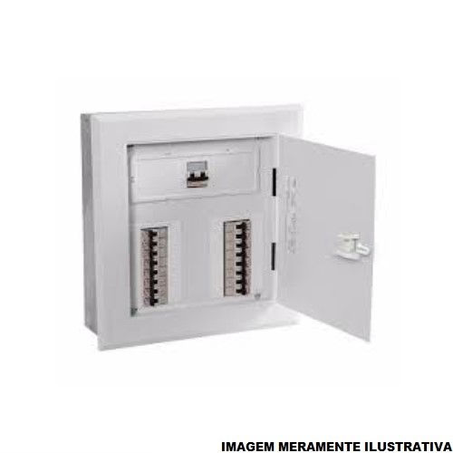 Quadro de Distribuição Quadro de Distribuição Metálico Sobrepor 16 Disjuntores DIN sem Barramento 100A com Geral Branco