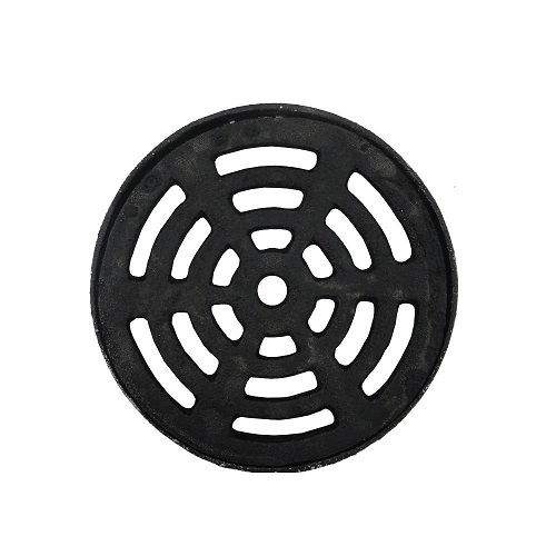 Grelha Ferro Fundido Redonda com Moldura 200 mm Preta Esgoto