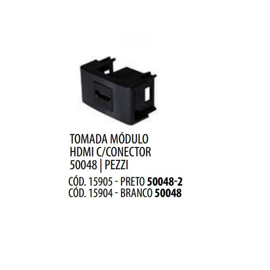 Módulo Módulo Tomada HDMI com Conector PVC Preto Linha