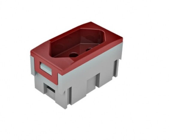 Módulo Módulo Tomada NBR 2P+T 10A/250VCA PVC Vermelho