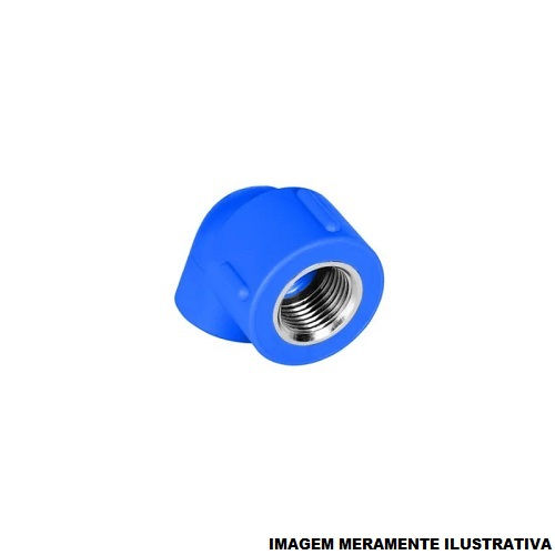 Joelho PPR 90G Fêmea com Inserto Metálico Transição 25 mmX3/4" Industrial Azul