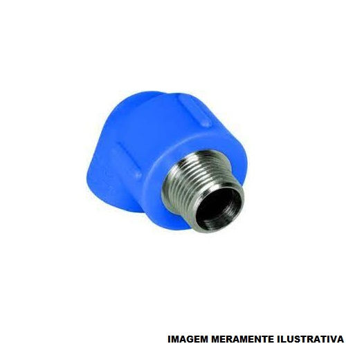 Joelho PPR 90G Macho com Inserto Metálico Transição 25 mmX3/4" Industrial Azul