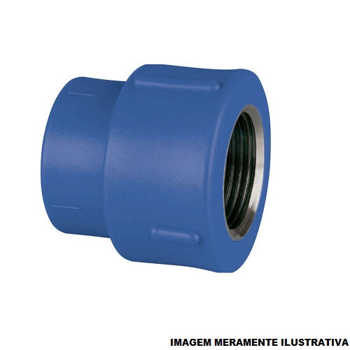 Adaptador PPR Fêmea/Fêmea com Inserto Metálico Transição 32 mmX1" Industrial Azul