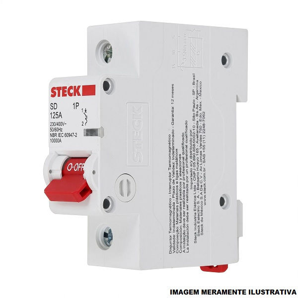 Disjuntor Termomagnético Fixo Unipolar SDD1 C 125A 10 KA/10 KA 127/220VCA DIN