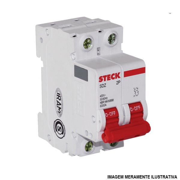 Disjuntor Termomagnético Fixo Bipolar SDZD62 C 32A 10 KA/6 KA 220/380VCA DIN