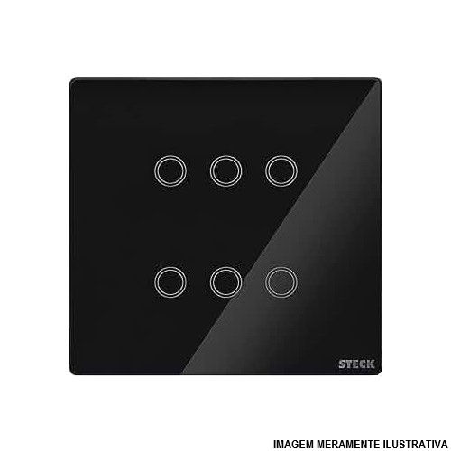 Interruptor Inteligente Embutir 6 Módulos Touch/wi-fi Horizontal Bivolt 4x4 Preto Smarteck