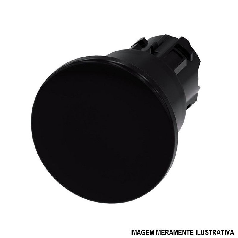 Botão Botão Emergência PVC Cogumelo 22,00 mm Preto sem Elemento Opaco Puxa Destrava 40 mm