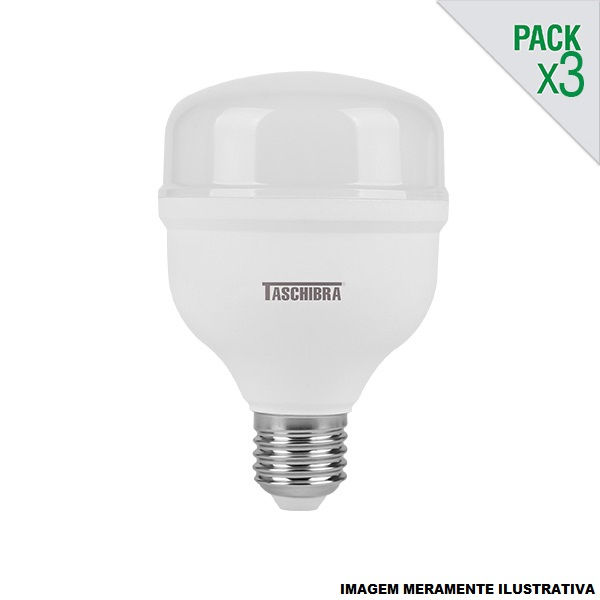 Pack 3 Lâmpadas LED 20W Alta Potência E27 Bivolt 6500K 1600 lm 25.000H