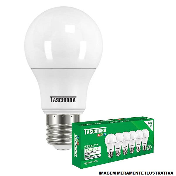 Pack 6 Lâmpadas LED 12W A60 E27 Bivolt 6500K 1018 lm 25.000H