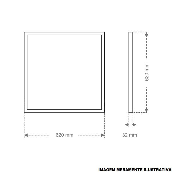 Painel Led Embutir 45W Alumínio Quadrado 620x620x32 mm 4500 lm 3000K Bivolt PRO 30.000H