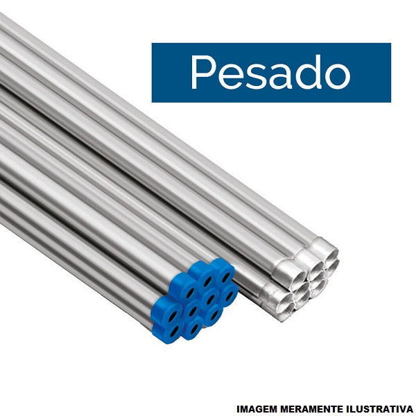 Eletroduto Pesado Galvanizado a Fogo com Costura Parede 1,50 mm 1"X3 M com Rosca Paralela NBR 5624 com Luva