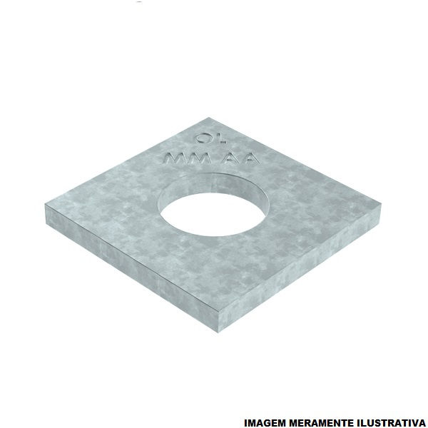 Arruela Quadrada Galvanizada a Fogo 5x50x50 mm Furo 18 mm