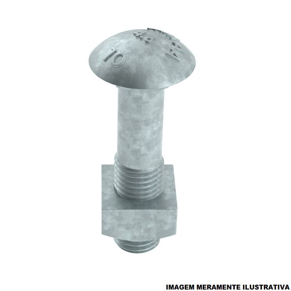 Parafuso Francês Cabeça Abaulada Galvanizado a Fogo M16x150 mm com 1 Porca