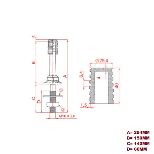Pino Cruzeta Galvanizado a Fogo para Isolad Porcelana/Polimérico 15 kV 294 mm com Rosca 25 mm