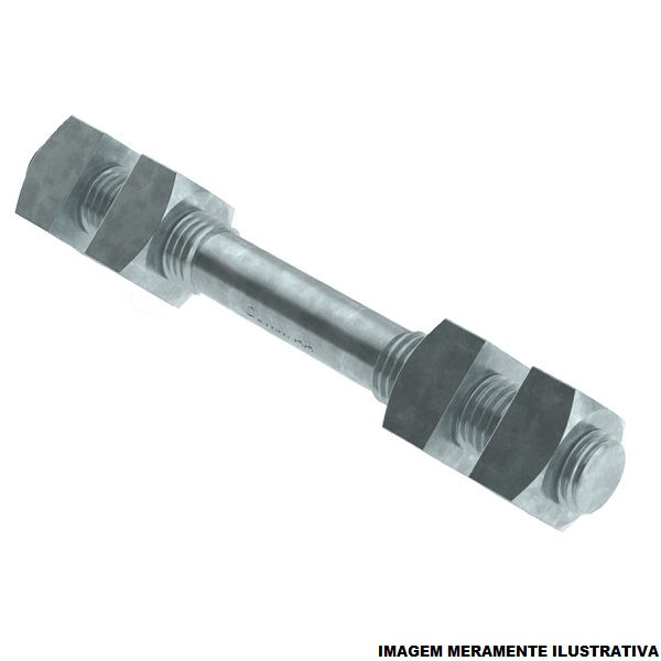 Parafuso Rosca Dupla Galvanizado a Fogo M16x450 mm com 4 Porcas