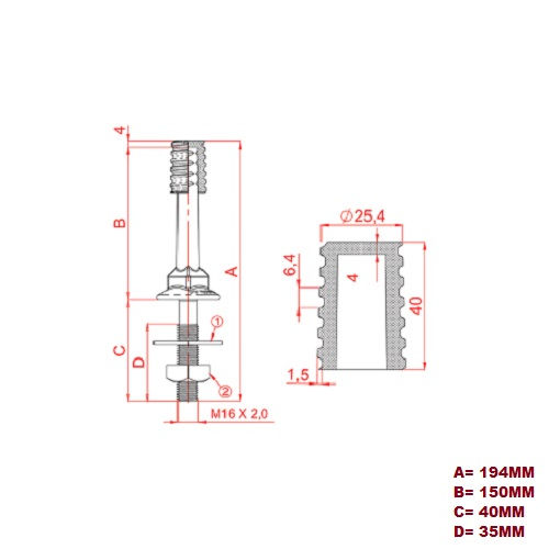Pino Cruzeta Galvanizado a Fogo para Isolad Porcelana/Polimérico 15 kV 194 mm com Rosca 25 mm