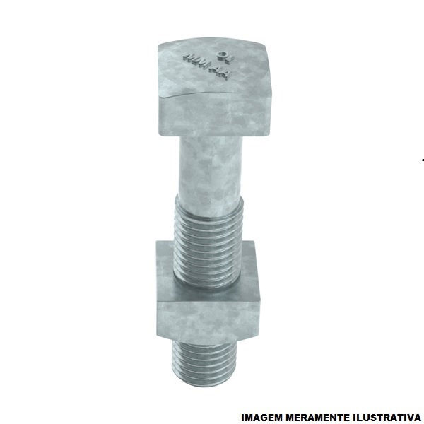 Parafuso Máquina Cabeça Quadrada Galvanizado a Fogo M16x450 mm com 1 Porca