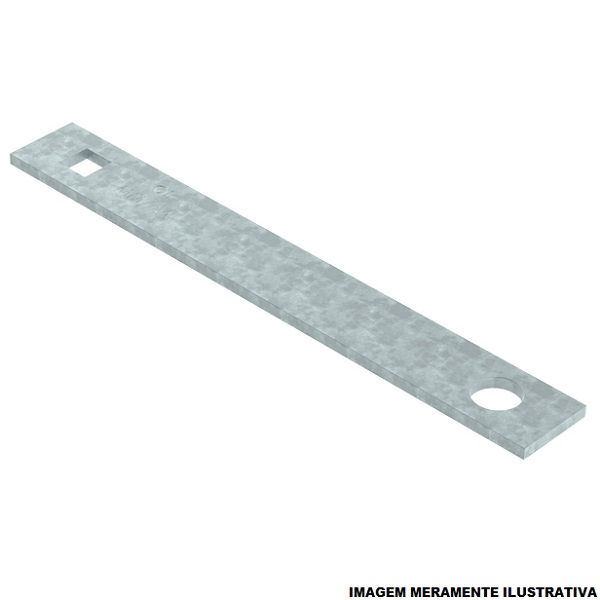 Mão Francesa Mão Francesa Plana Galvanizada a Fogo 6x32x726 mm com Furo Quadrado 14 mm
