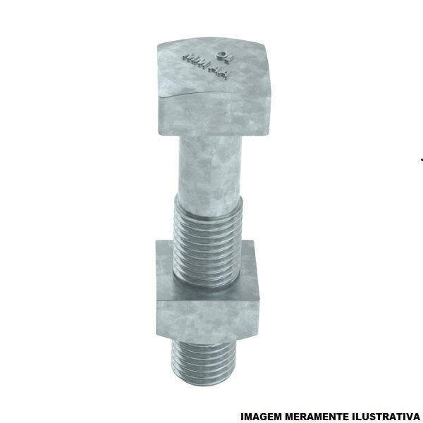 Parafuso Máquina Cabeça Quadrada Galvanizado a Fogo M20x500 mm com 1 Porca