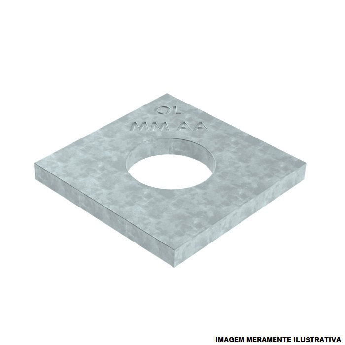 Arruela Quadrada Galvanizada a Fogo 5x57x57 mm Furo 21 mm
