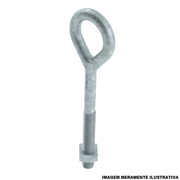 Parafuso Olhal Galvanizado a Fogo M16x400 mm com 1 Porca