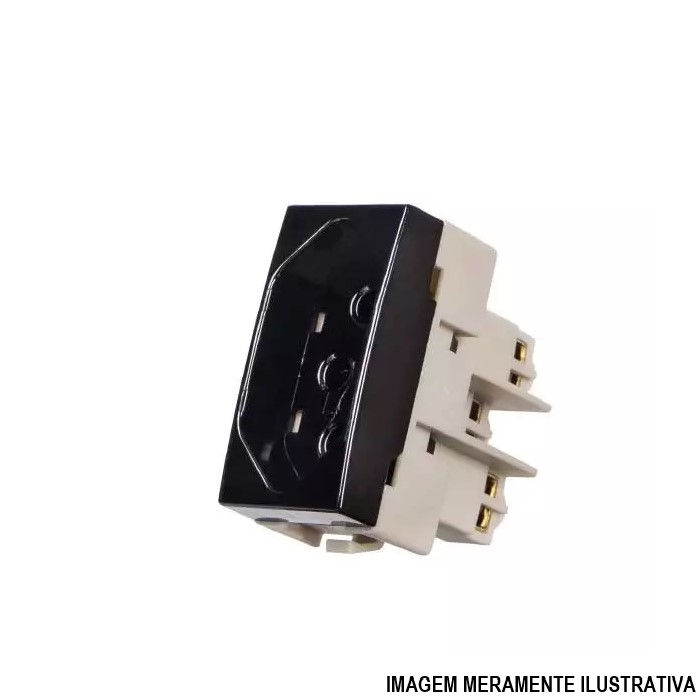 Módulo Módulo Tomada NBR 2P+T 10A/250VCA PVC Preto Sleek Ebony