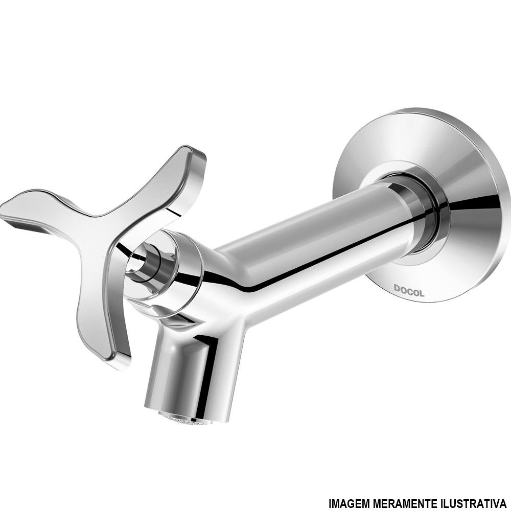 Torneira Cozinha Metálica Longa para Parede 1/2" Cromada Baixa Nova Pertutti