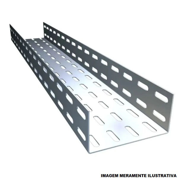 Eletrocalha Perfurada Galvanizada Eletrolítica 300x100x3000 mm sem Tampa sem Virola Chapa 24