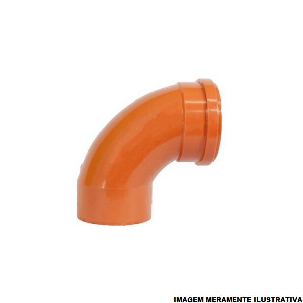 Curva PVC 90G Ponta/Bolsa Curta sem Anel 100 mm Coletora Laranja Esgoto/Água Pluvial Injetada