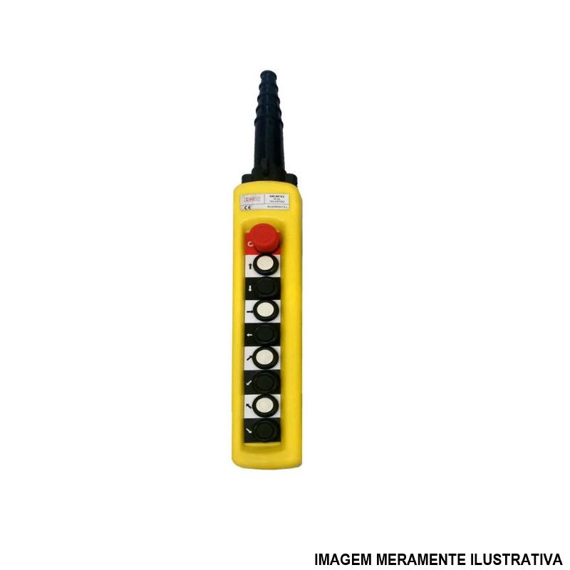 Botoeira Industrial ABS XAC-A8713 com 8 Botões + 1 Emergência 560x80x90 mm Amarela 10A-400VCA