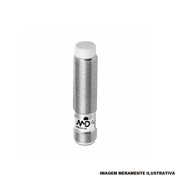 Sensor Indutivo Saliente Cilíndrico M12 NPN 10-36VCC 1NA+1NF Alcance 8 mm com Conector M12 4 Fios IP67 Corpo Curto com LED