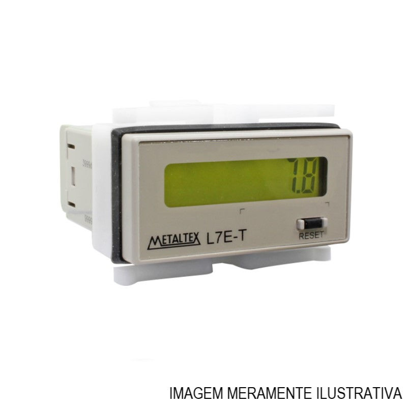 Contador Digital Temporizador Display 7 Dígitos 24-240VCA/CC 48x24 mm 0A 99999H NPN Horímetro com Backlight/h/d:h