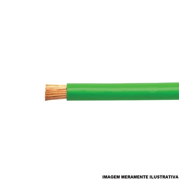 Cabo Cobre Isolado PVC 70G 750V 1x 6,00 mm² Flexível Verde NBR 247-3 Classe 5