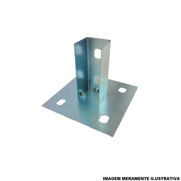 Sapata Interna Galvanizada Eletrolítica para Perfilado 38x38 114x114 mm 4 Furos Chapa 18