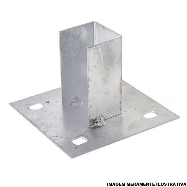 Sapata Externa Galvanizada Eletrolítica para Perfilado 38x38 114x114 mm 4 Furos Chapa 18