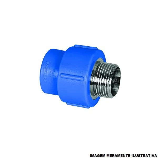 Adaptador PPR Macho com Inserto Metálico Transição 75 mmX2.1/2" Industrial Azul