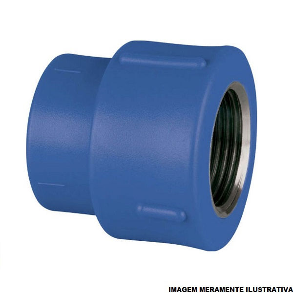 Adaptador PPR Fêmea/Fêmea com Inserto Metálico Transição 50 mmX1.1/2" Industrial Azul