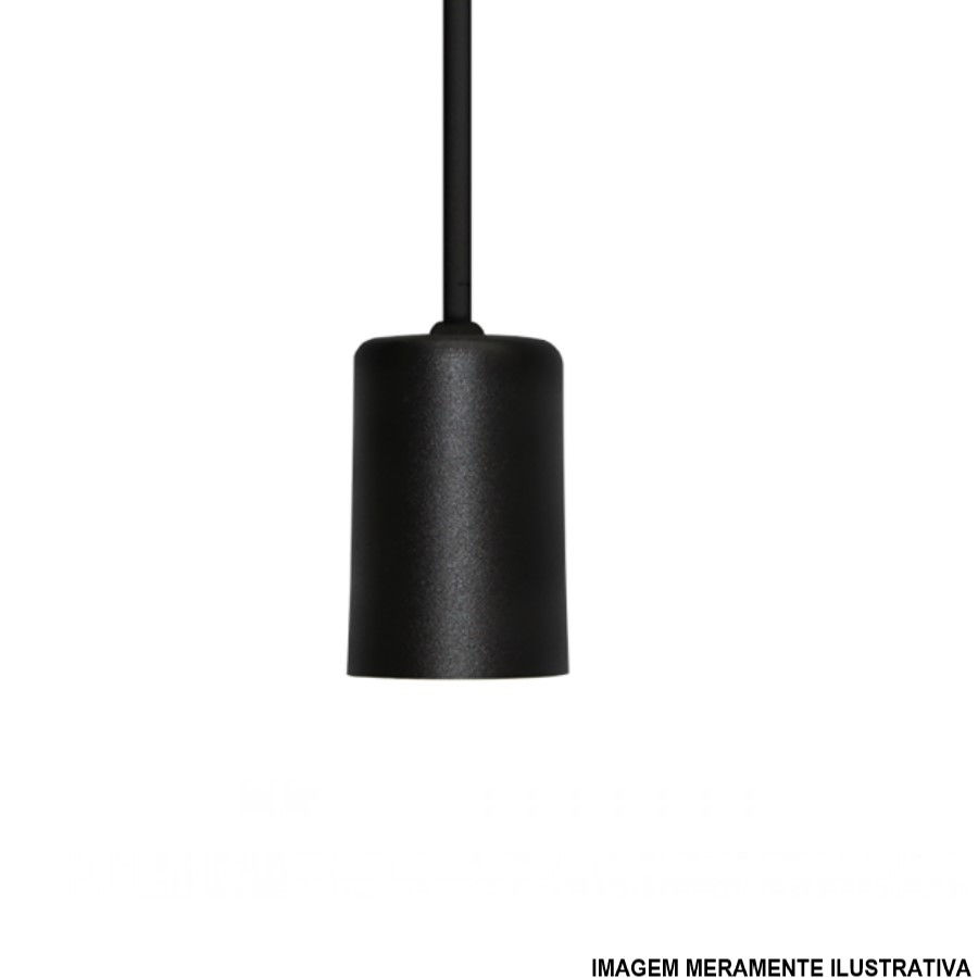 Pendente Redondo com Soquete E27 1x42W 70x45 mm Alumínio Preto DOT Metal com Cabo 900 mm