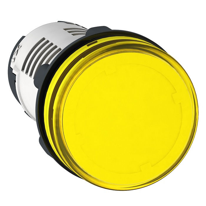 Sinaleiro Led PVC Monobloco Lente Raiada com LED 22 mm 24VCA/CC Amarelo