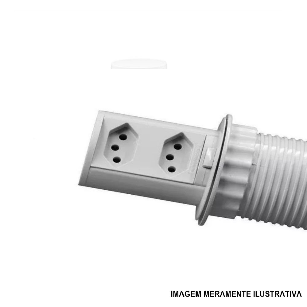 Mini Totem Manual com 2 Tomadas 2P+T 20A PVC Cinza QTMOV Pratik