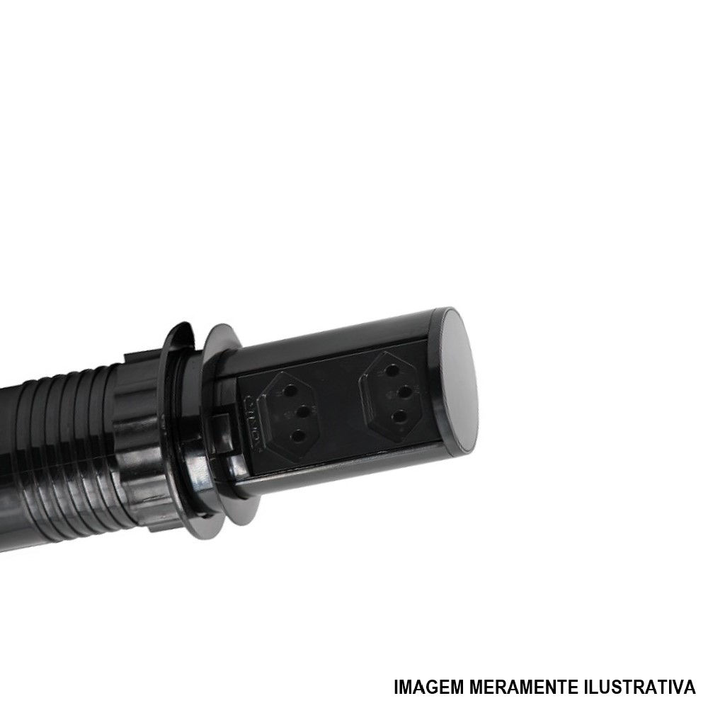 Mini Totem Manual com 2 Tomadas 2P+T 20A PVC Preto QTMOV Pratik