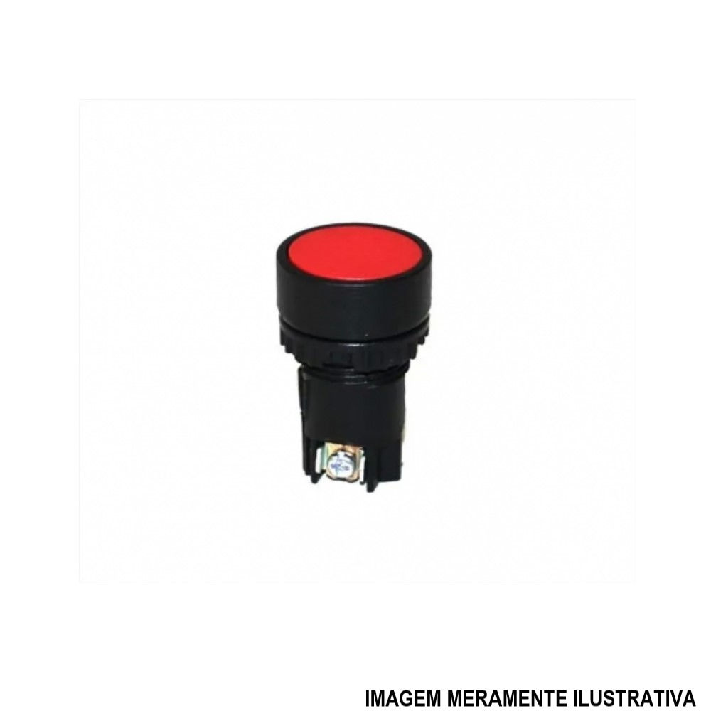 Botão Botão Pulsador PVC Faceado 22,00 mm Vermelho Aro Preto com Elemento 1NAF Opaco sem Gravação
