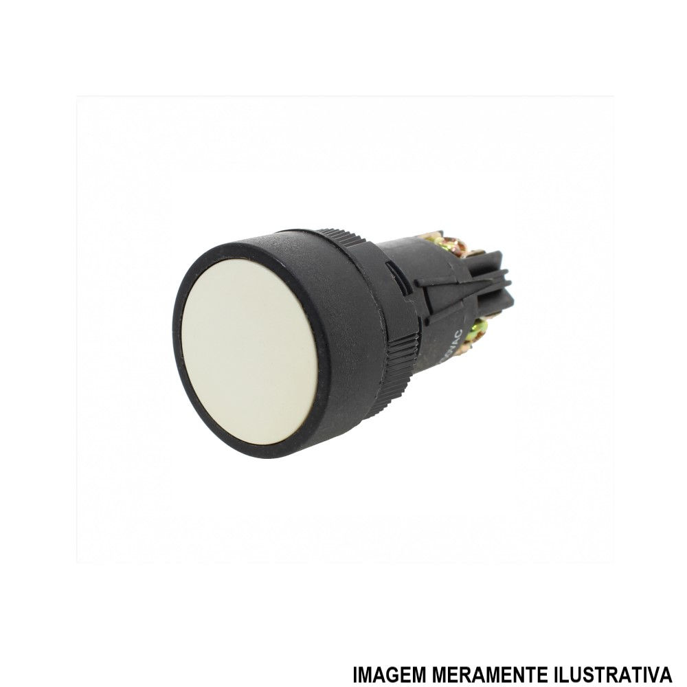 Botão Botão Pulsador PVC Faceado 22,00 mm Branco Aro Preto com Elemento 1NAF Opaco sem Gravação