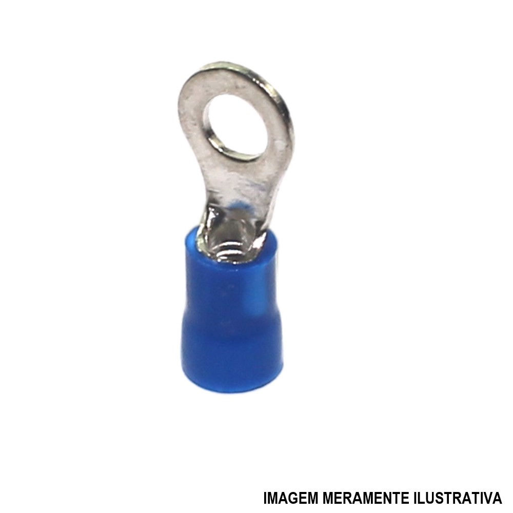 Terminal Cobre Estanhado a Compressão Anel Pre-Isolado 1,50-2,50 mm² com 1 Furo M4 Azul